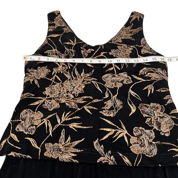 Coldwater Creek S Black Long Maxi Gown Dress Gold Glitter Embellished Party - Picture 10 of 10